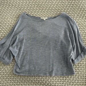 CAUTION TO THE WIND BLUE & WHITE STRIPED BLOUSE | SMALL